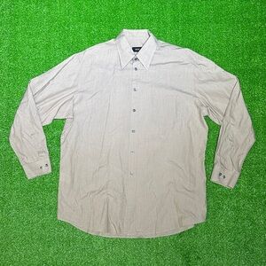 Vintage Hugo Boss Button Up Dress Shirt Size Large 17.5 34/35 Beige - Hong Kong